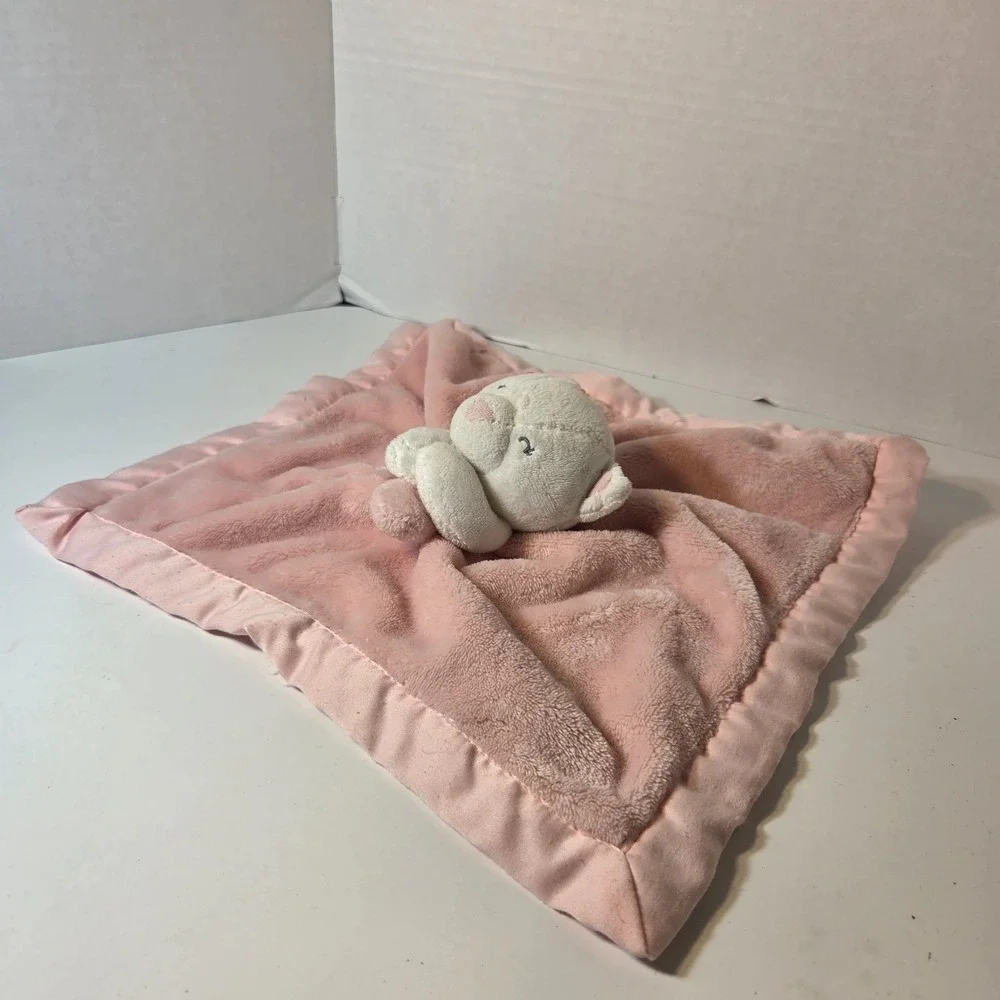 Carter's Baby Lovey Pink White Cat Security Blanket Lovey